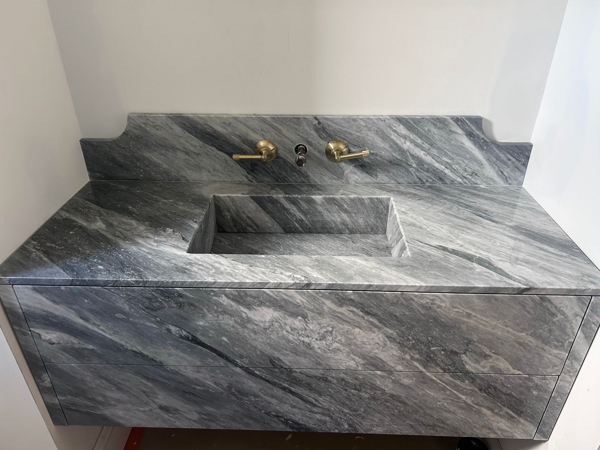 Bardiglio Marble Vanity Top and Drawer Fronts