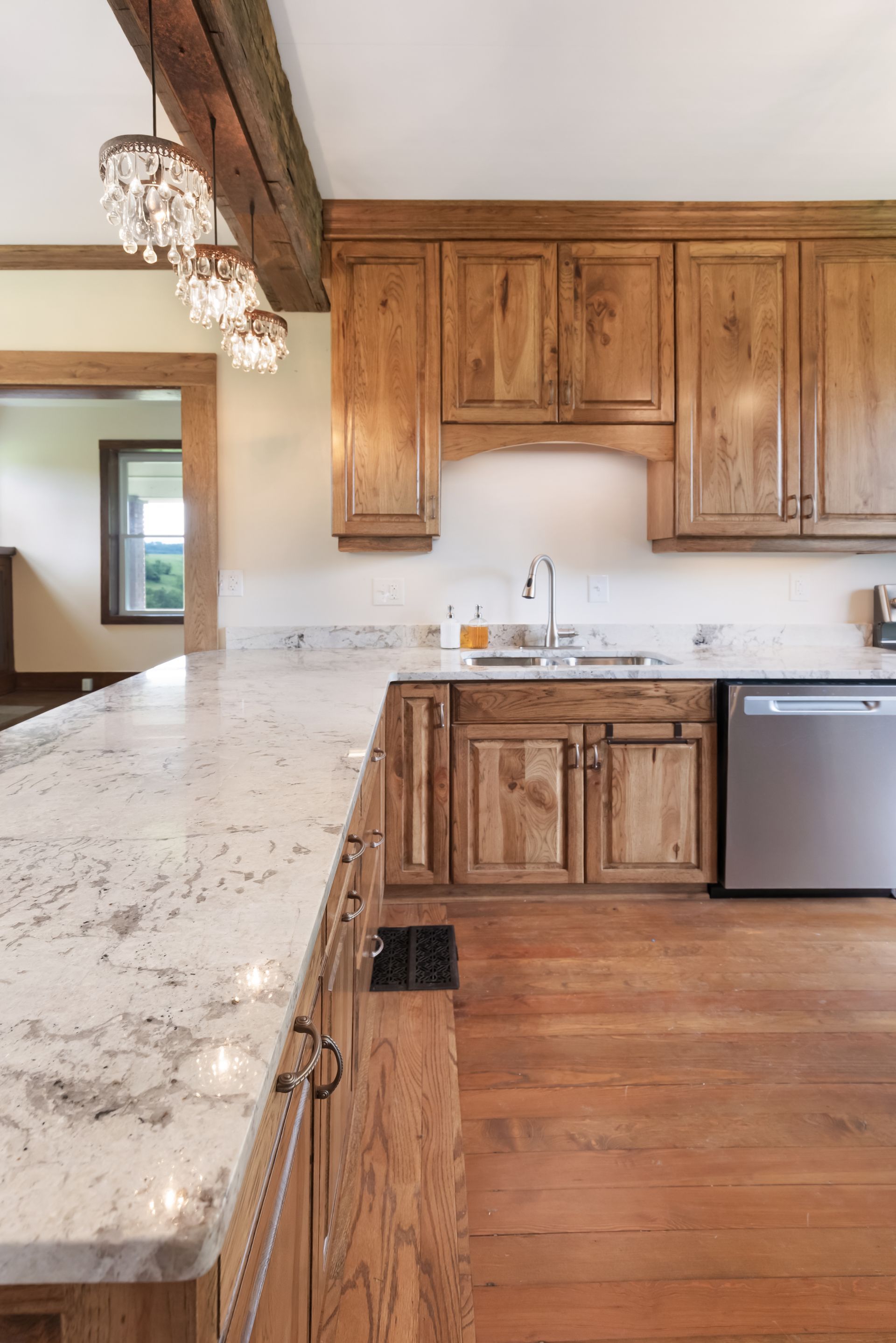Custom Built Stained Hickory Cabinets, Mona Lisa Granite by Counter Culture