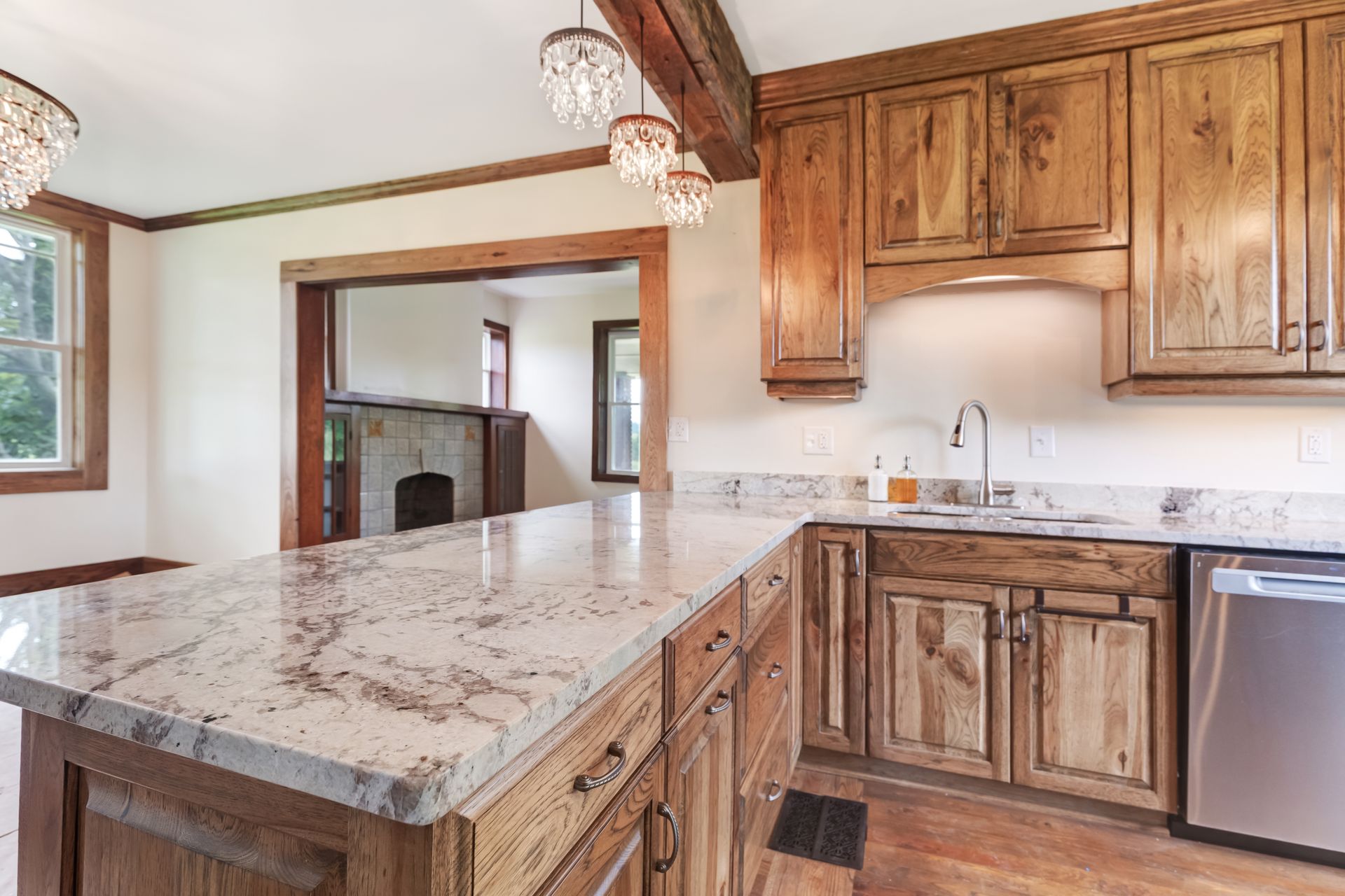 Custom Built Stained Hickory Cabinets, Mona Lisa Granite by Counter Culture