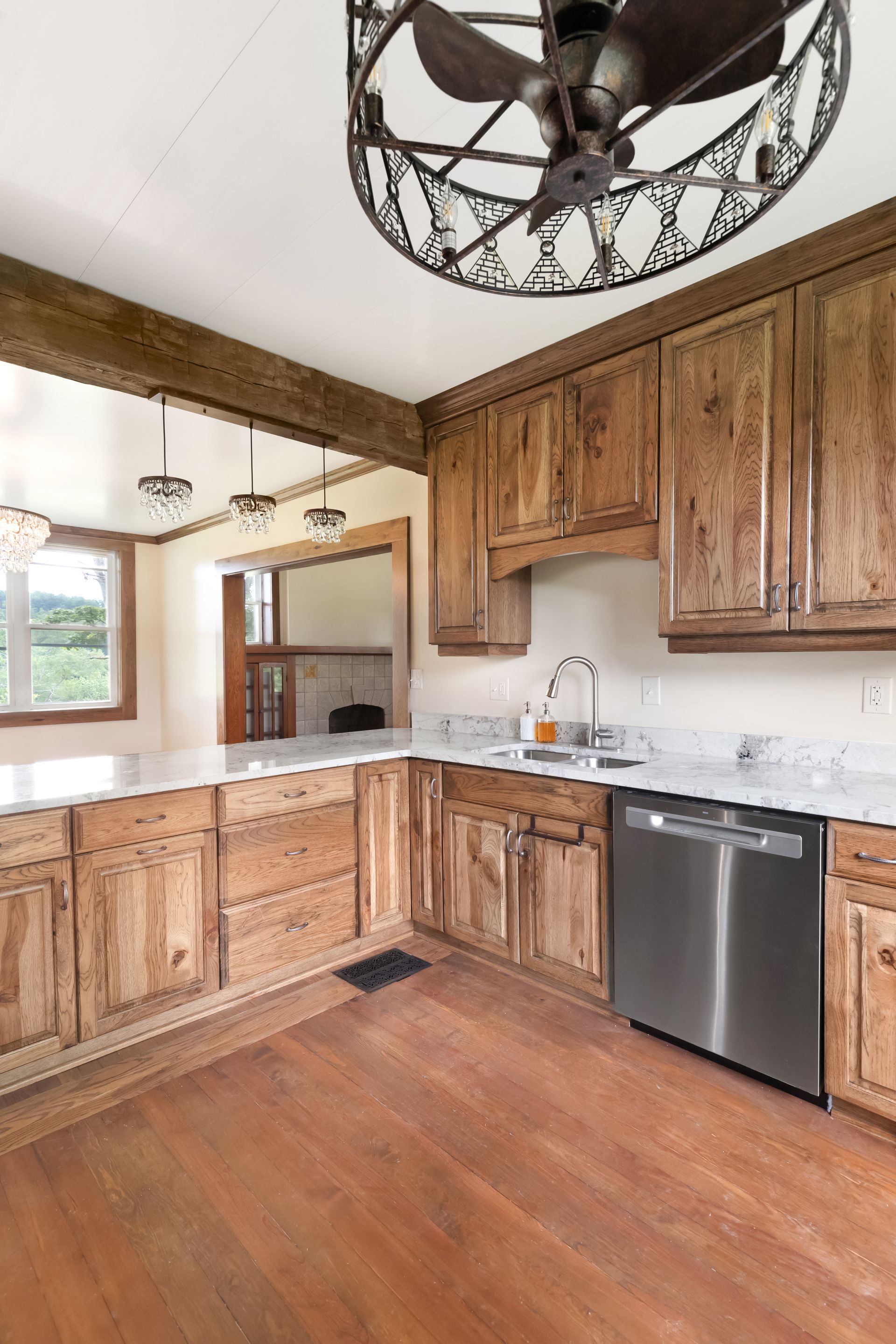 Custom Built Stained Hickory Cabinets, Mona Lisa Granite by Counter Culture