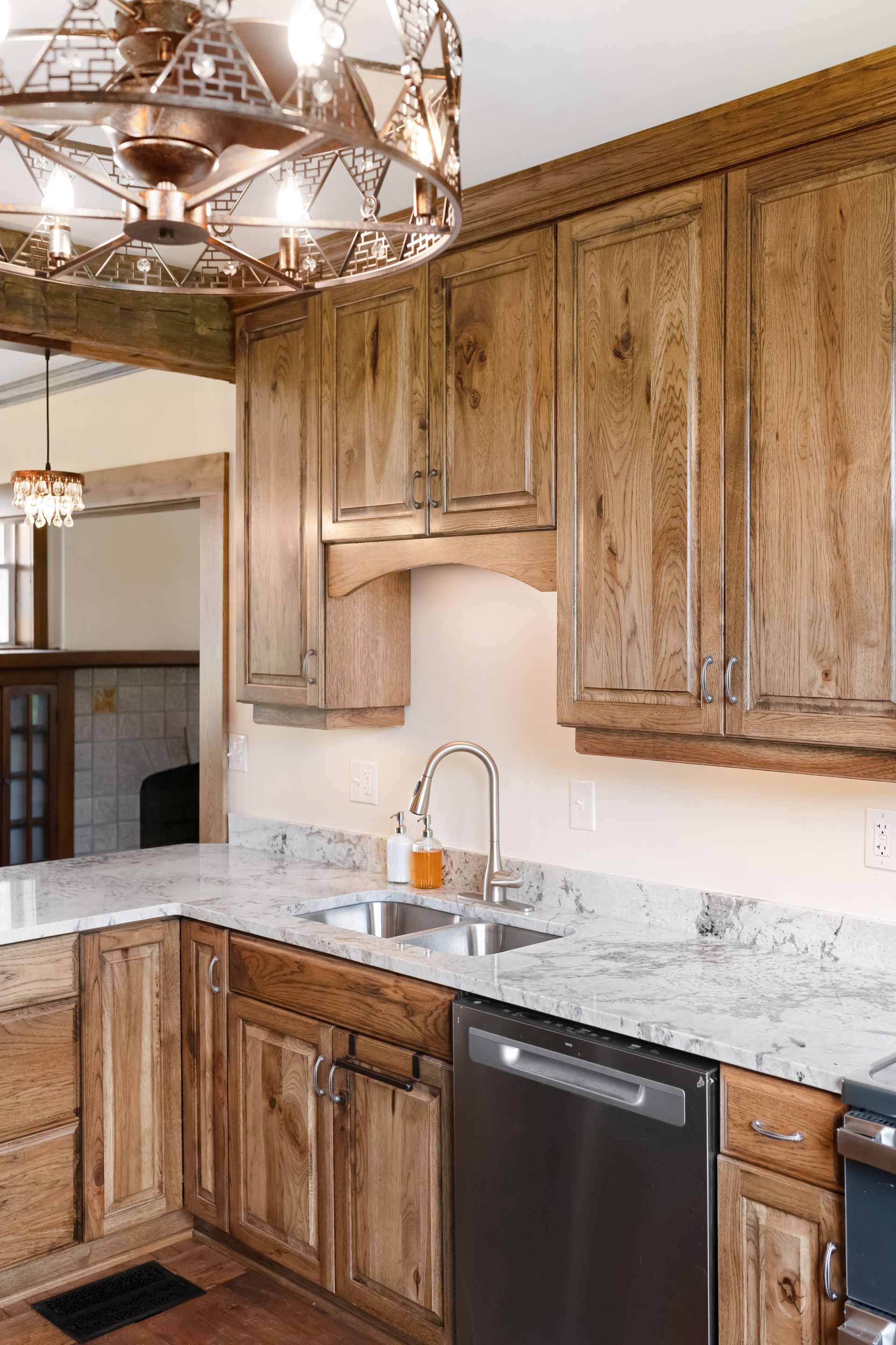 Custom Built Stained Hickory Cabinets, Mona Lisa Granite by Counter Culture