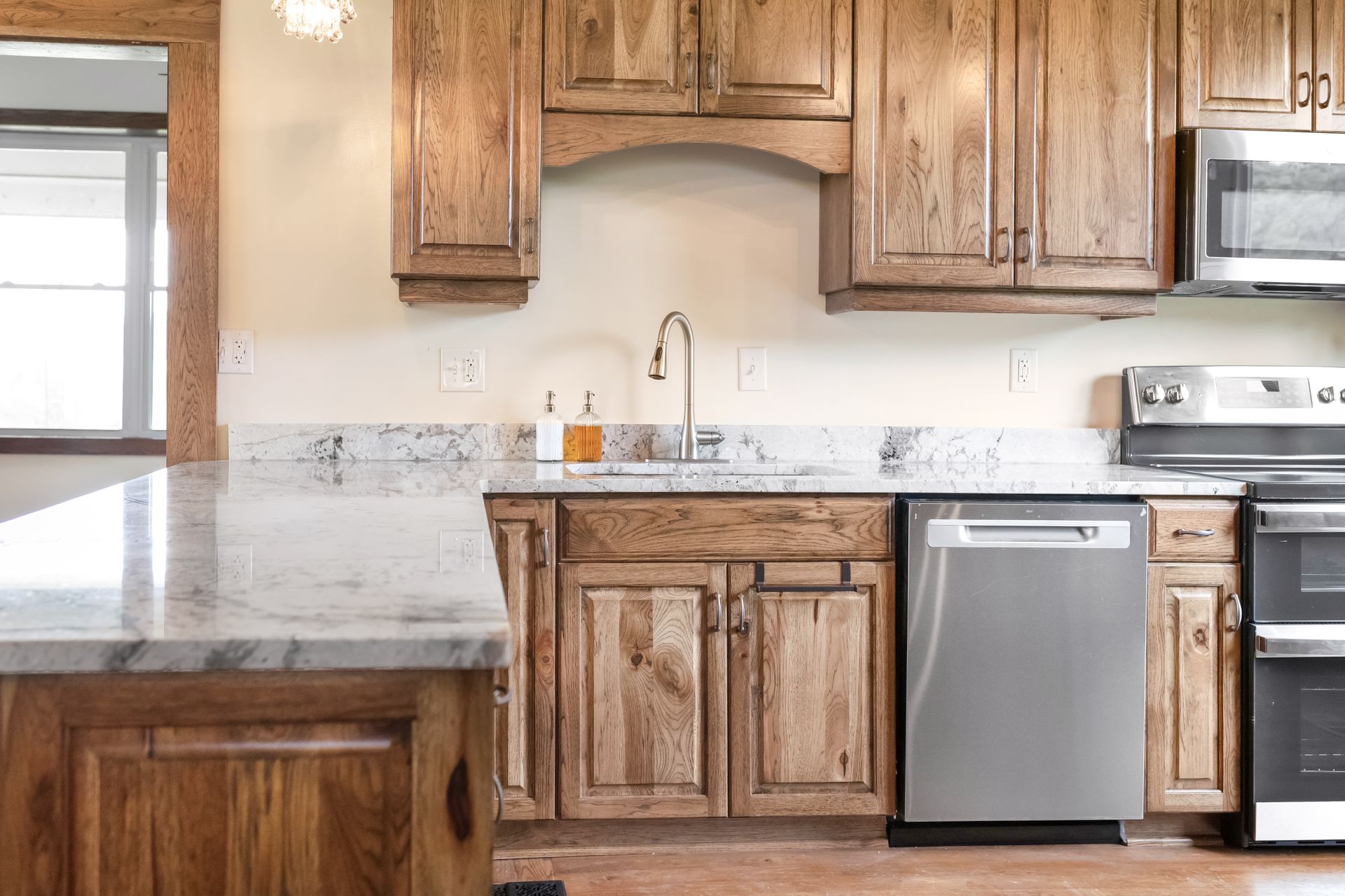 Custom Built Stained Hickory Cabinets, Mona Lisa Granite by Counter Culture