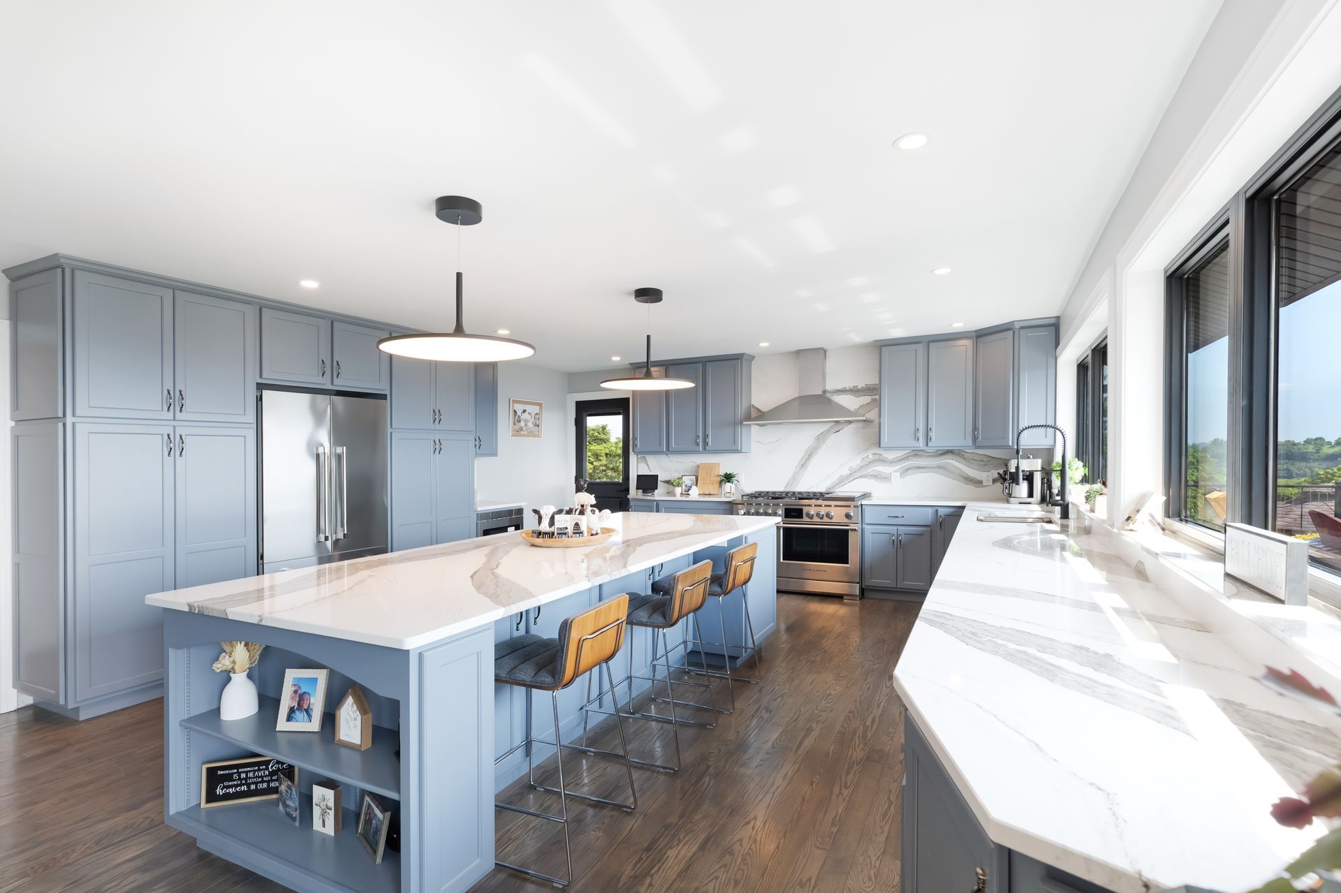 Custom Built Cabinets - Color Storm Cloud, Skara Brae Cambria Countertops