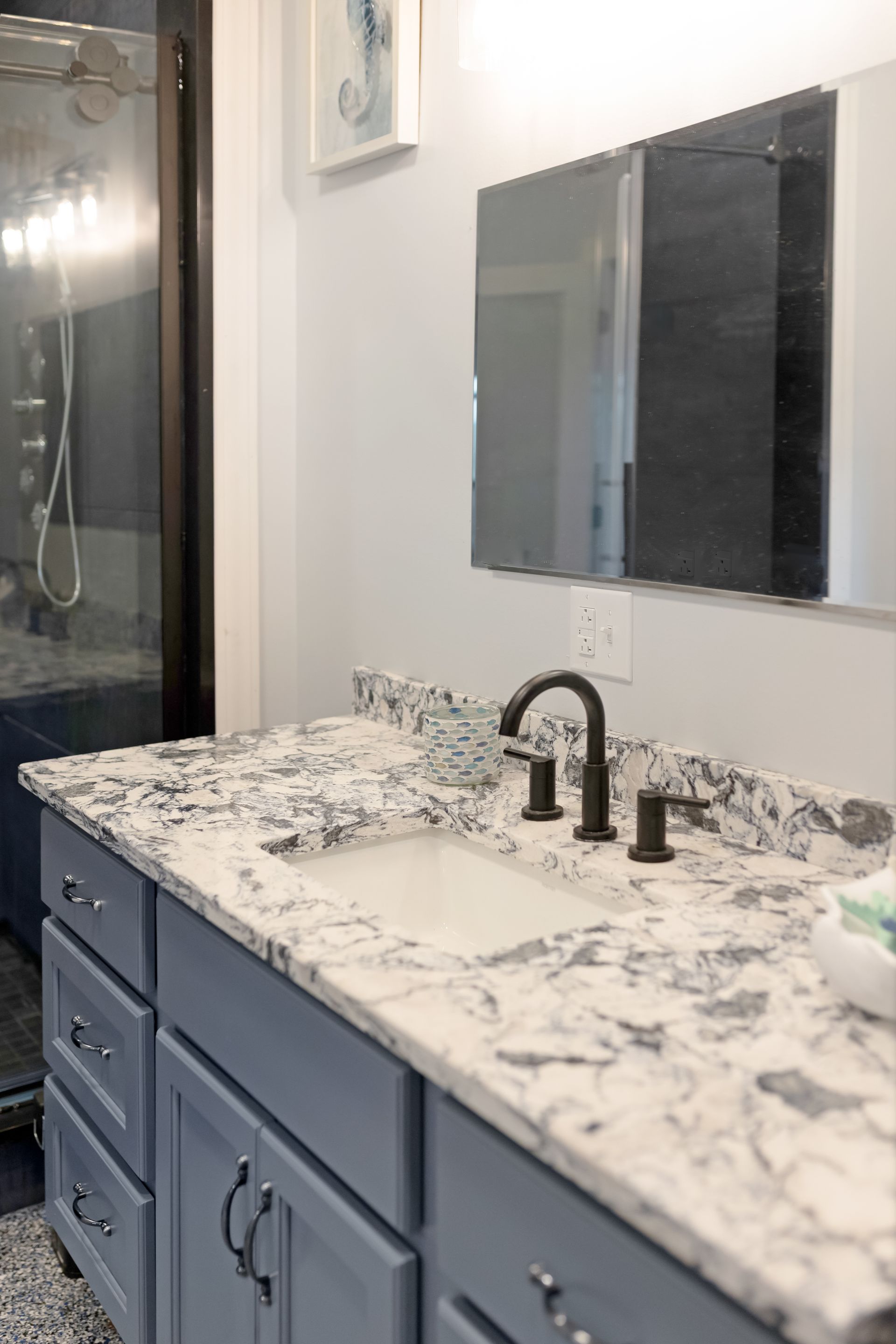 Custom Built Cabinets - Color Storm Cloud, Mayfair Cambria Countertops