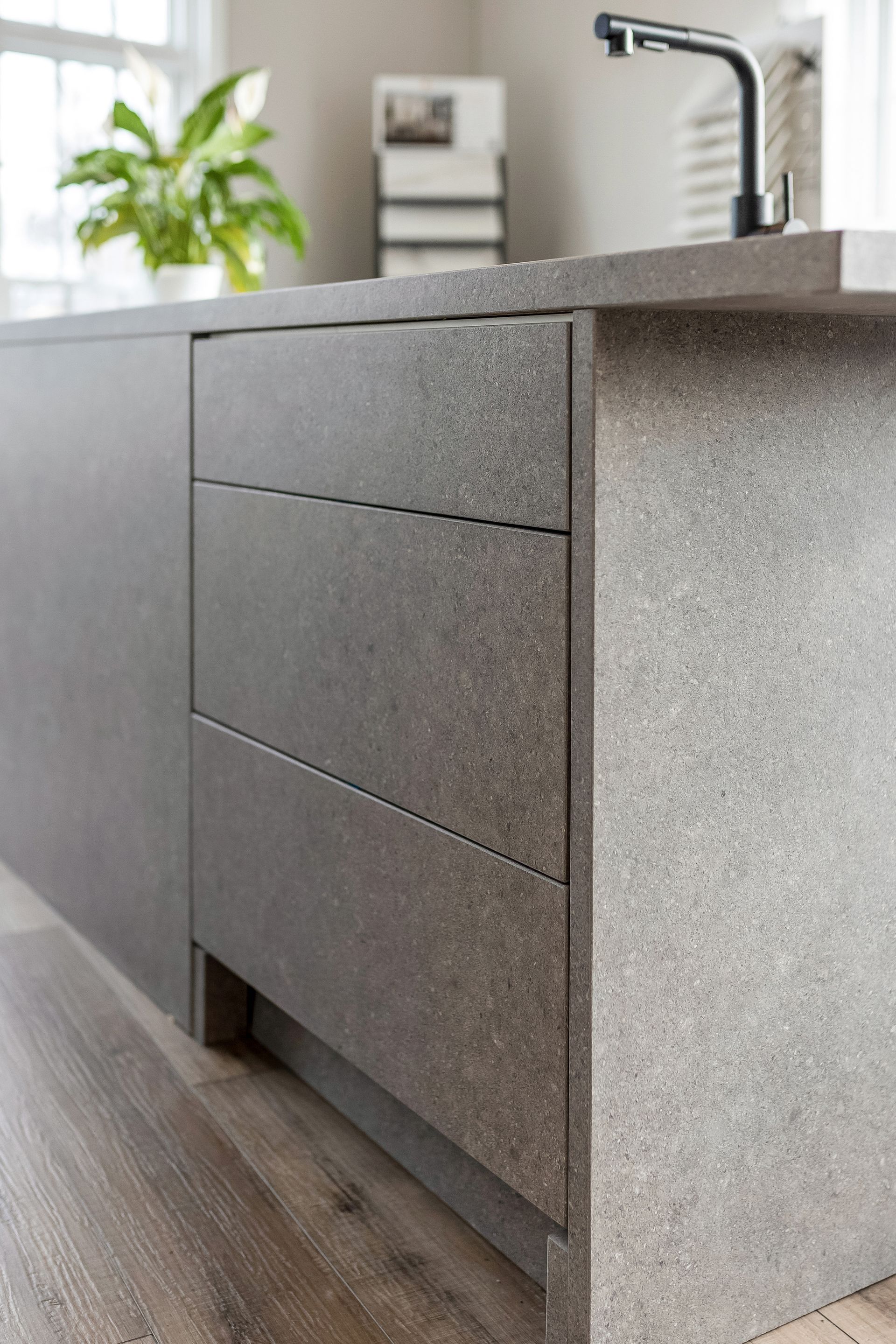 Gray porcelain cabinets by Kiln Cabinet