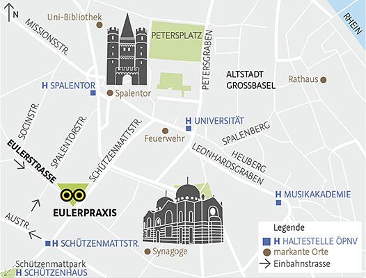 Standort Eulerpraxis in Basel zentral gelegene Praxis für Kieferorthopädie