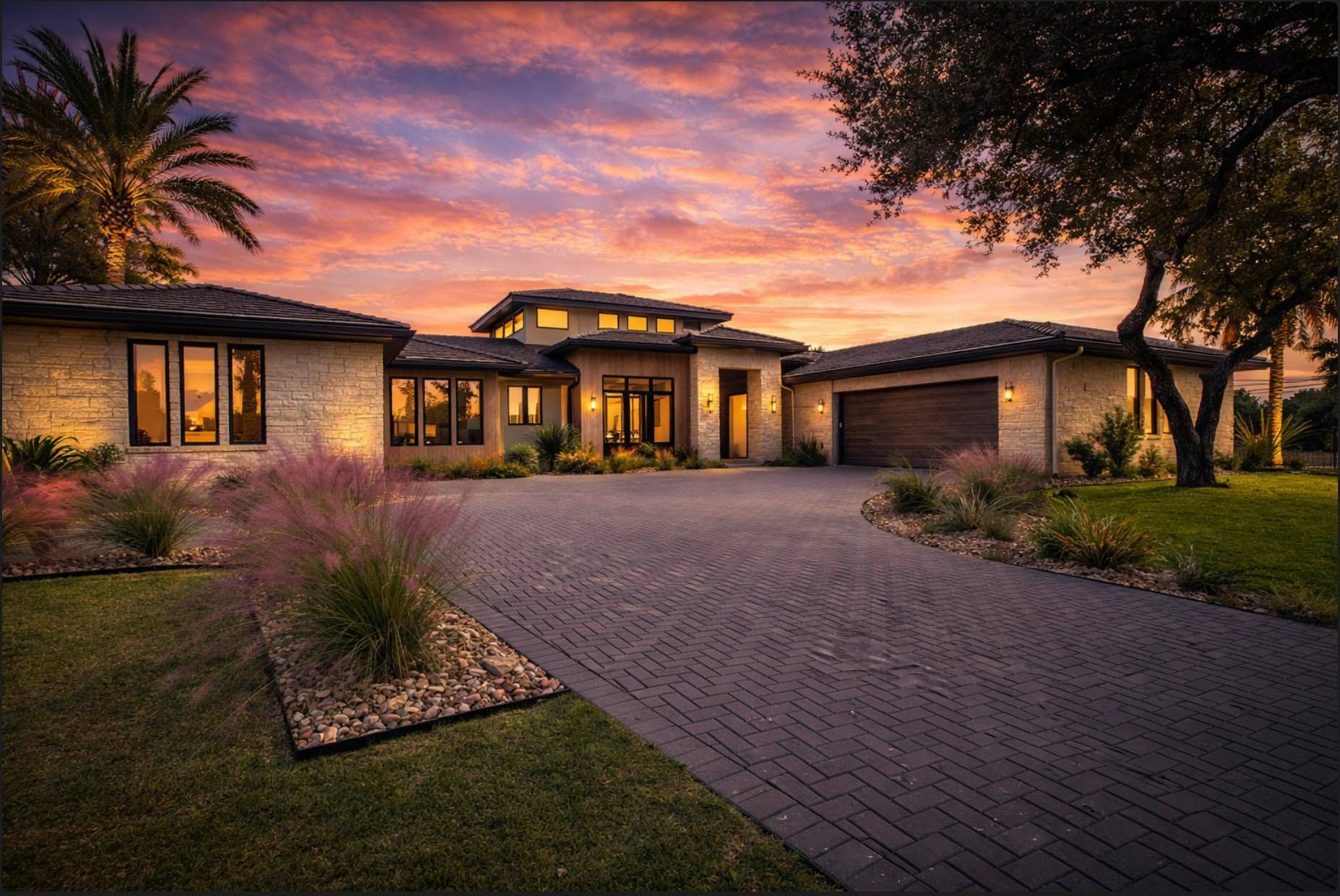 Custom paver driveway and luxury home arrival