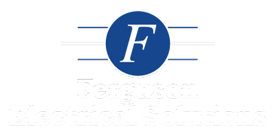 The logo for Ferguson electrical solutions is on a red background.