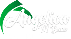 Logo for Angelica M. Baez Real Estate Brokerage: White script name over a gray arc, with 