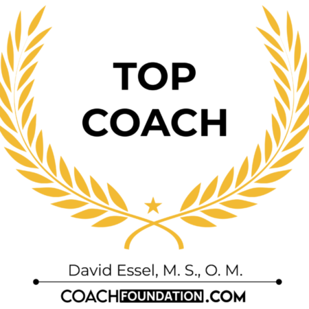 A logo for top coach david essel m.s. o.m. coachfoundation.com