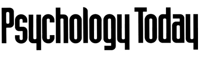 The logo for psychology today is black and white.