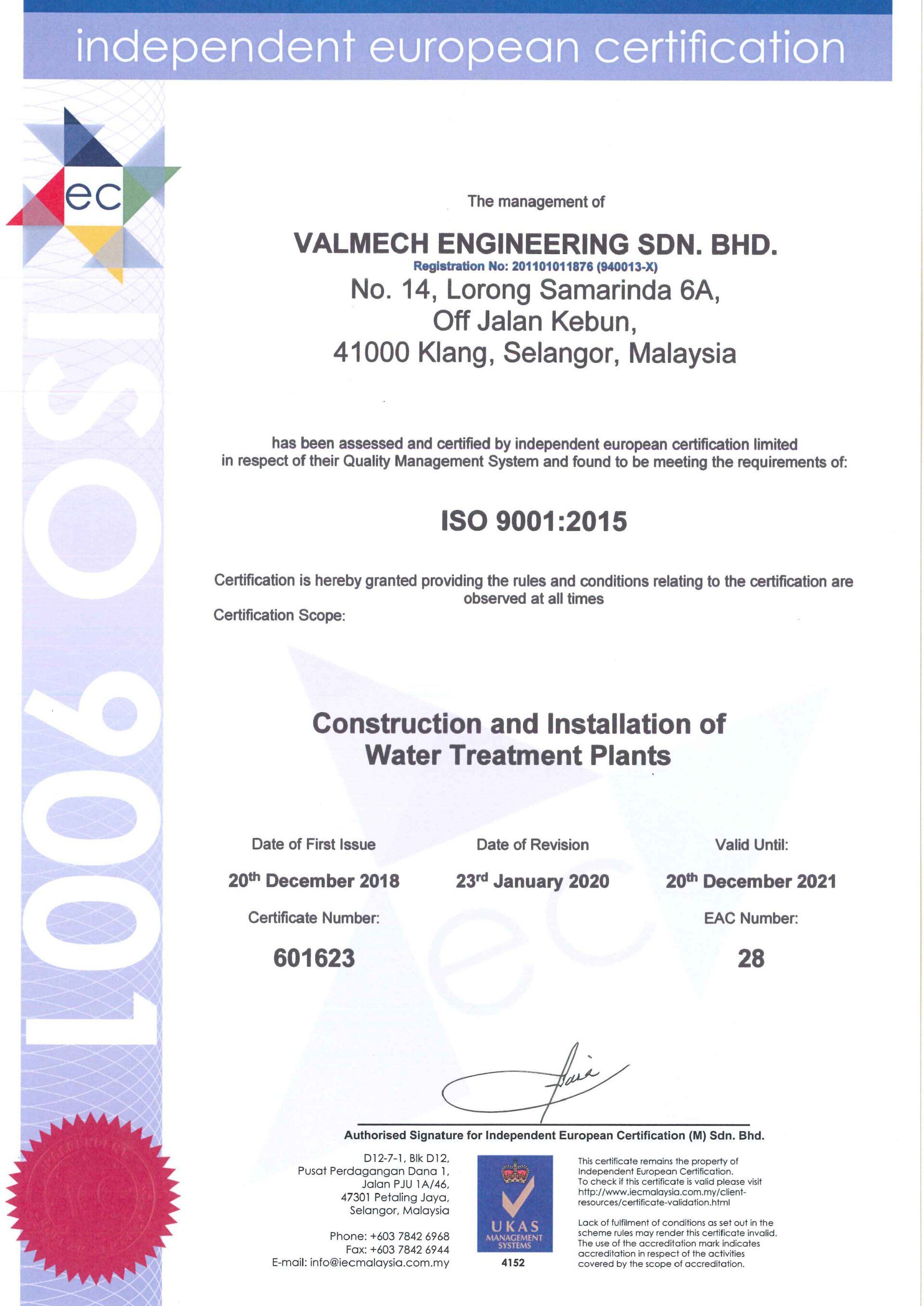 Certificates - Valmech Engineering Sdn Bhd