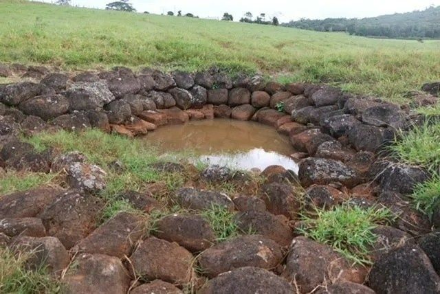 Stone Lined Well with Murky Water in A Grassy Field — Macca's Dynamic Earthworks in Tolga, QLD
