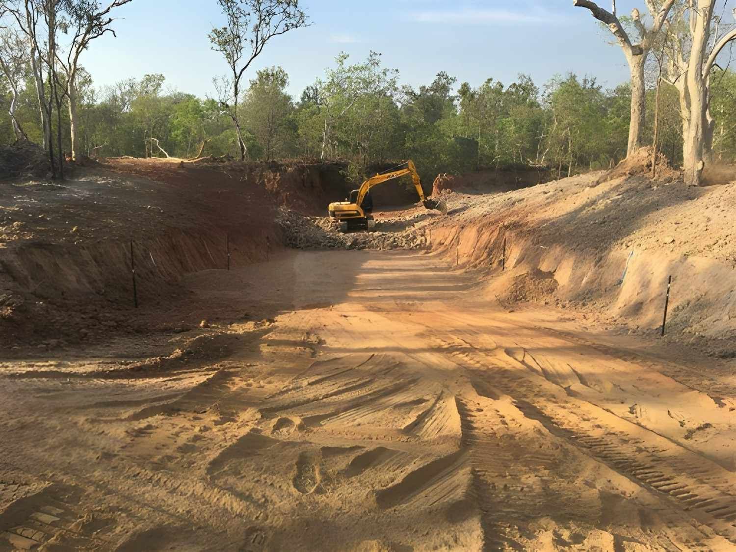 Construction Site with An Excavator — Macca's Dynamic Earthworks in Tolga, QLD