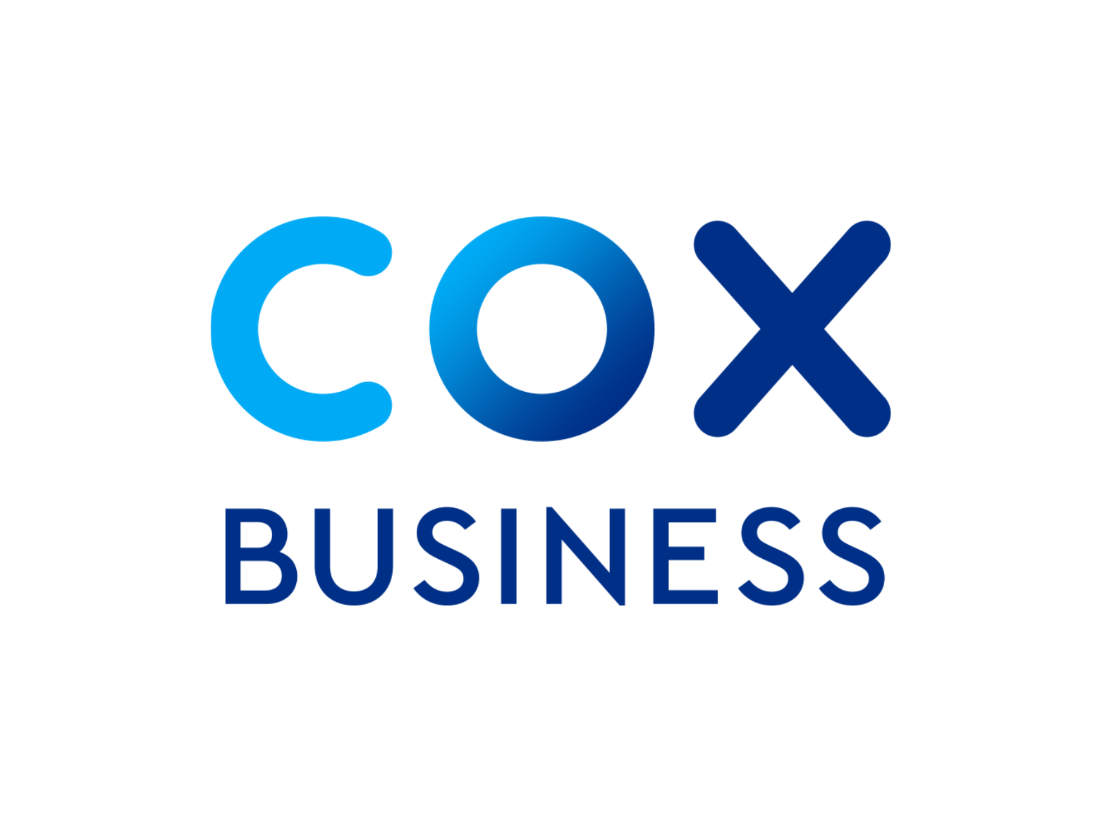The cox business logo is blue and white on a white background.