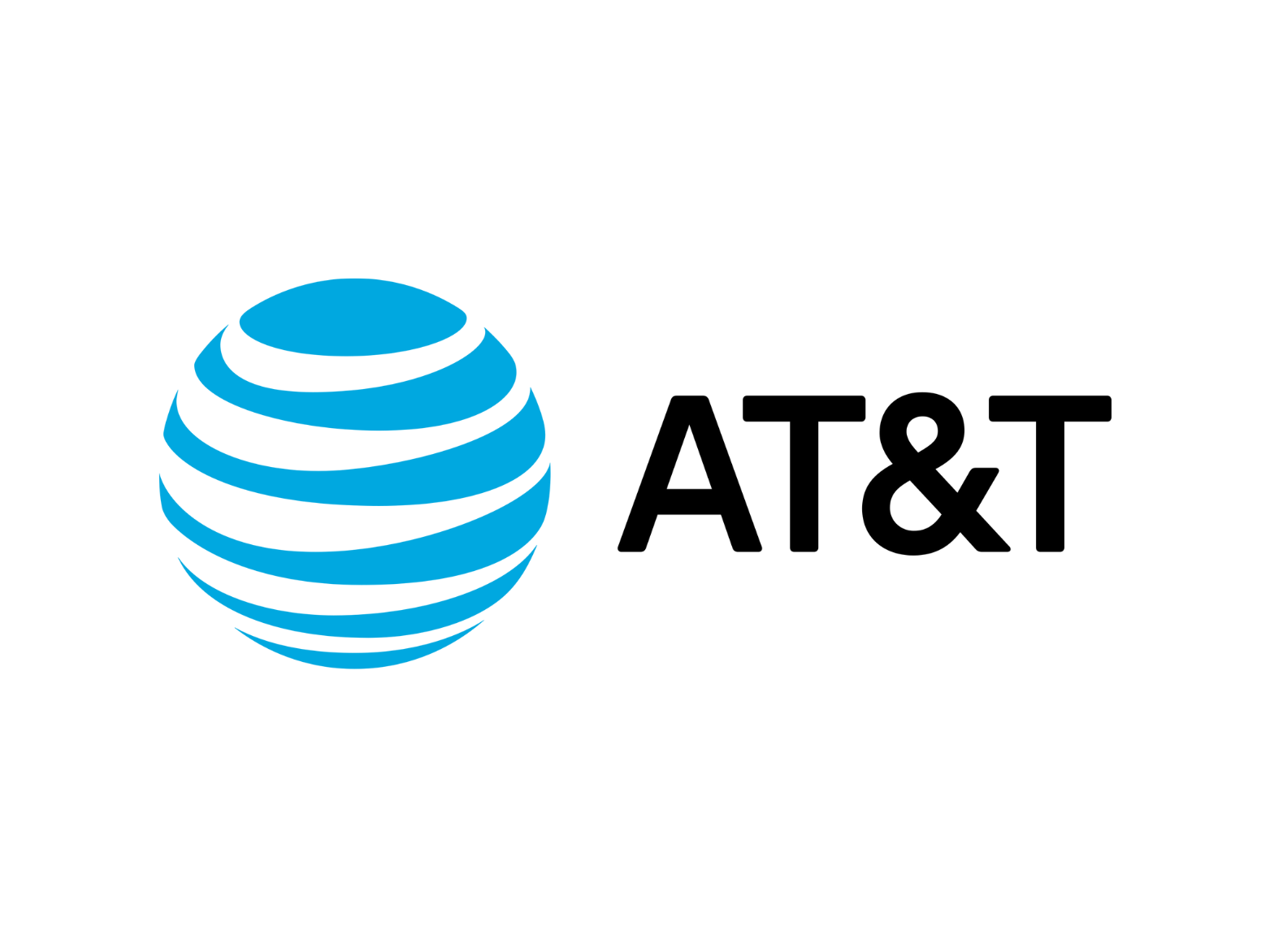 The at & t logo is a blue sphere with a black circle in the middle.