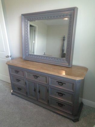 Dresser/Mirror:  after custom color refinishing in Tampa FL