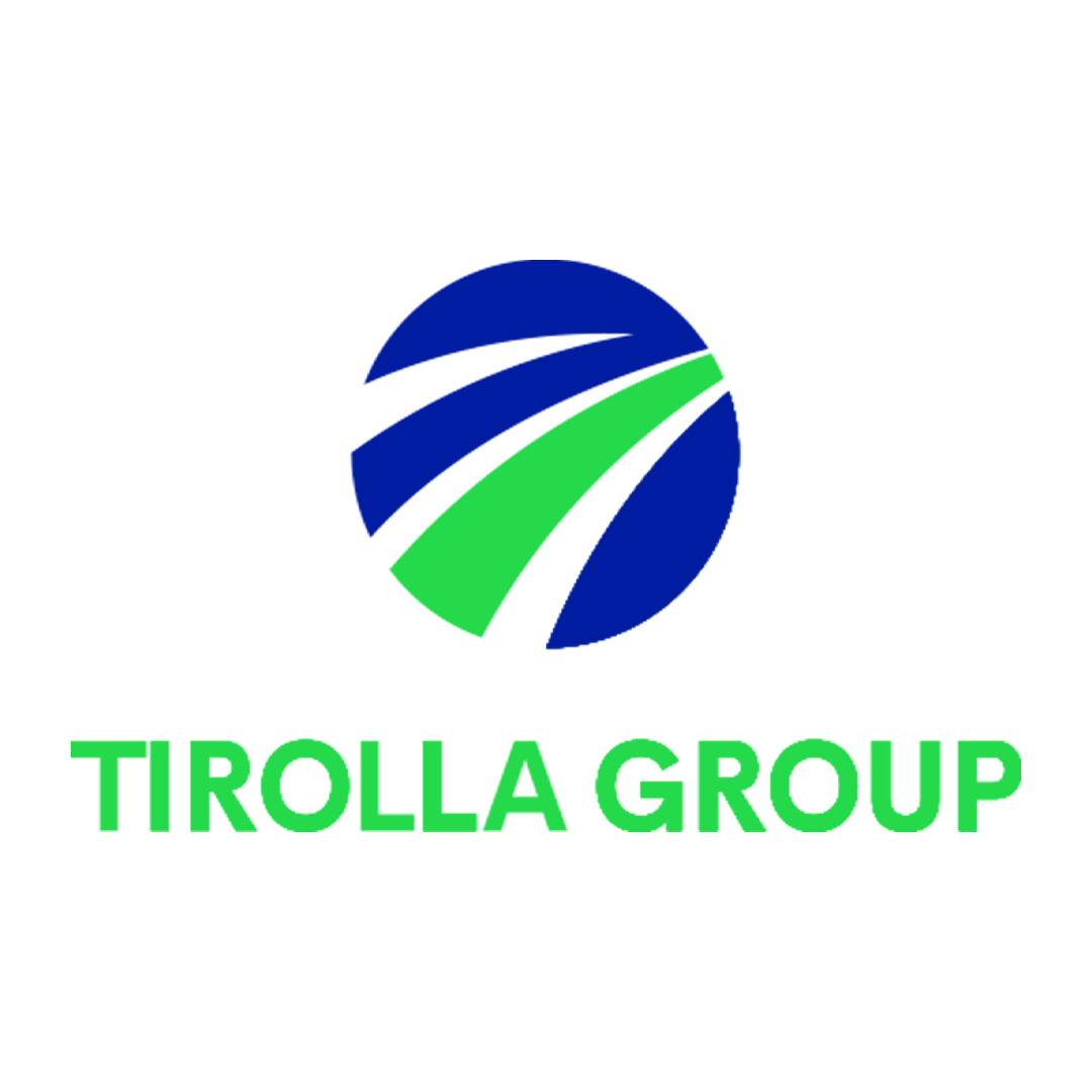 A blue and green logo for the tirolla group