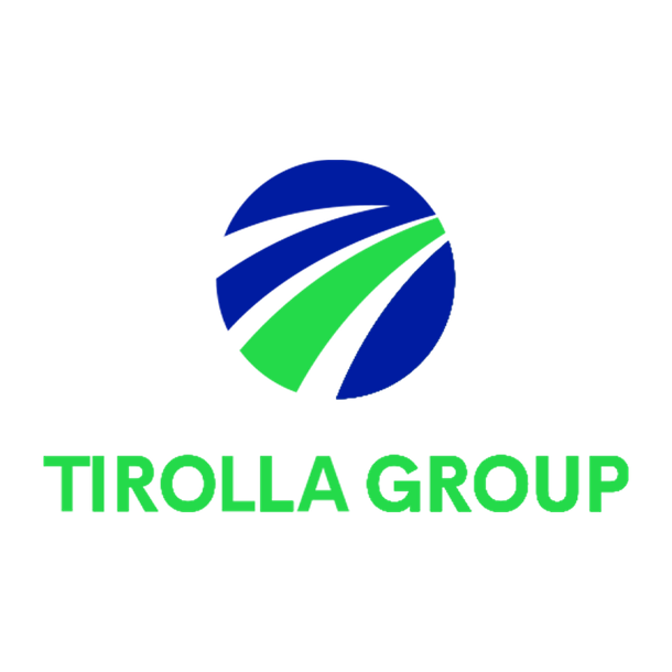 A blue and green logo for the tirolla group