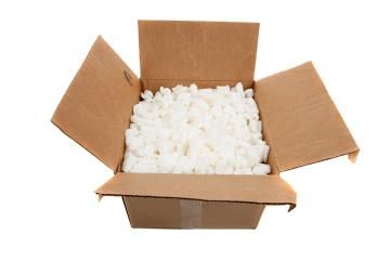 box with packing peanuts