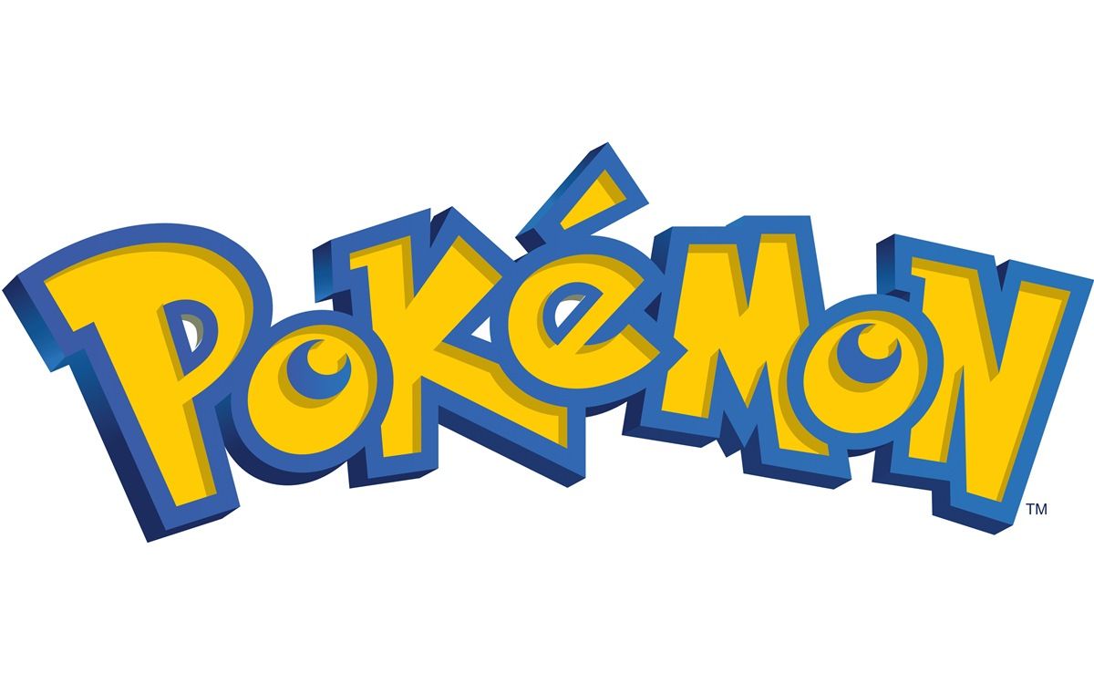 Pokémon logo in blue and yellow.