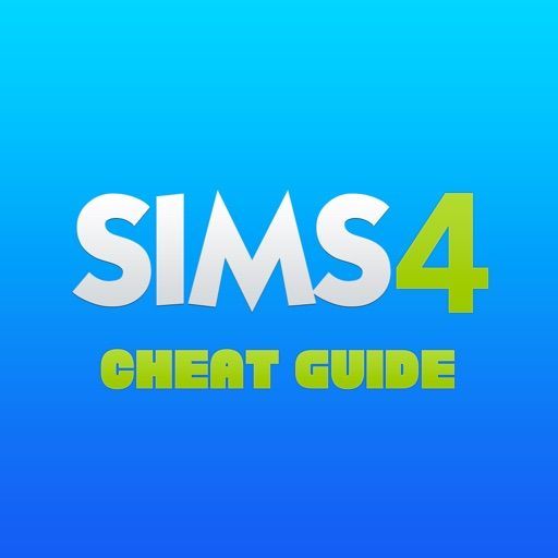 Sims 4 Cheat Guide logo on a blue background. White 