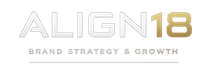 ALIGN18 logo in white and gold with the tagline “Brand Strategy & Growth”