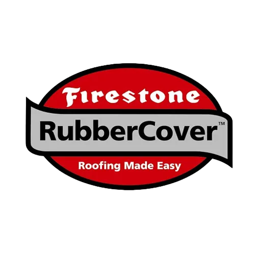 The logo for firestone rubber cover roofing made easy