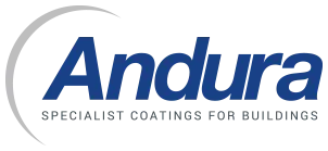 The logo for andura specialist coatings for buildings