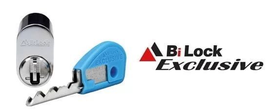 A Blue Key Next To A Bi Lock Exclusive Logo — KeyBay in Mittagong, NSW