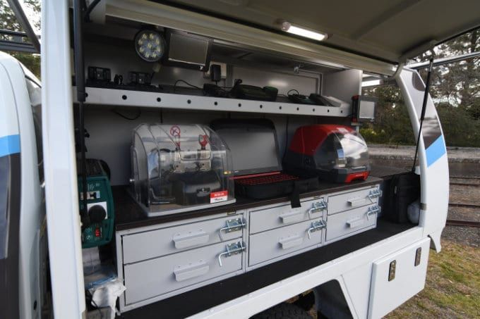 The Back of a Truck With a Bunch of Tools on It — KeyBay in Mittagong, NSW