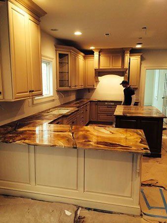 Stone Fabrication — Modern Kitchen Countertop in Franklinville, NJ