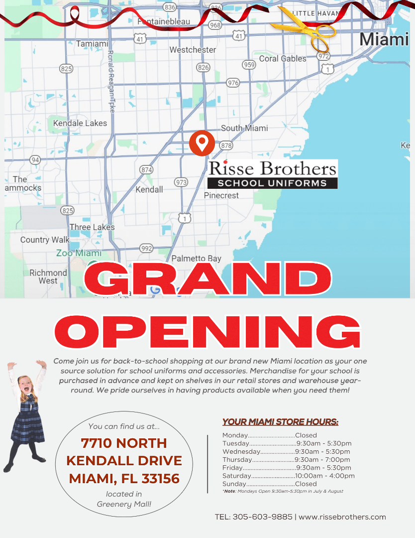 A poster for a grand opening of a business in miami