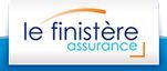 Le logo de le finistere assurance est sur fond bleu.