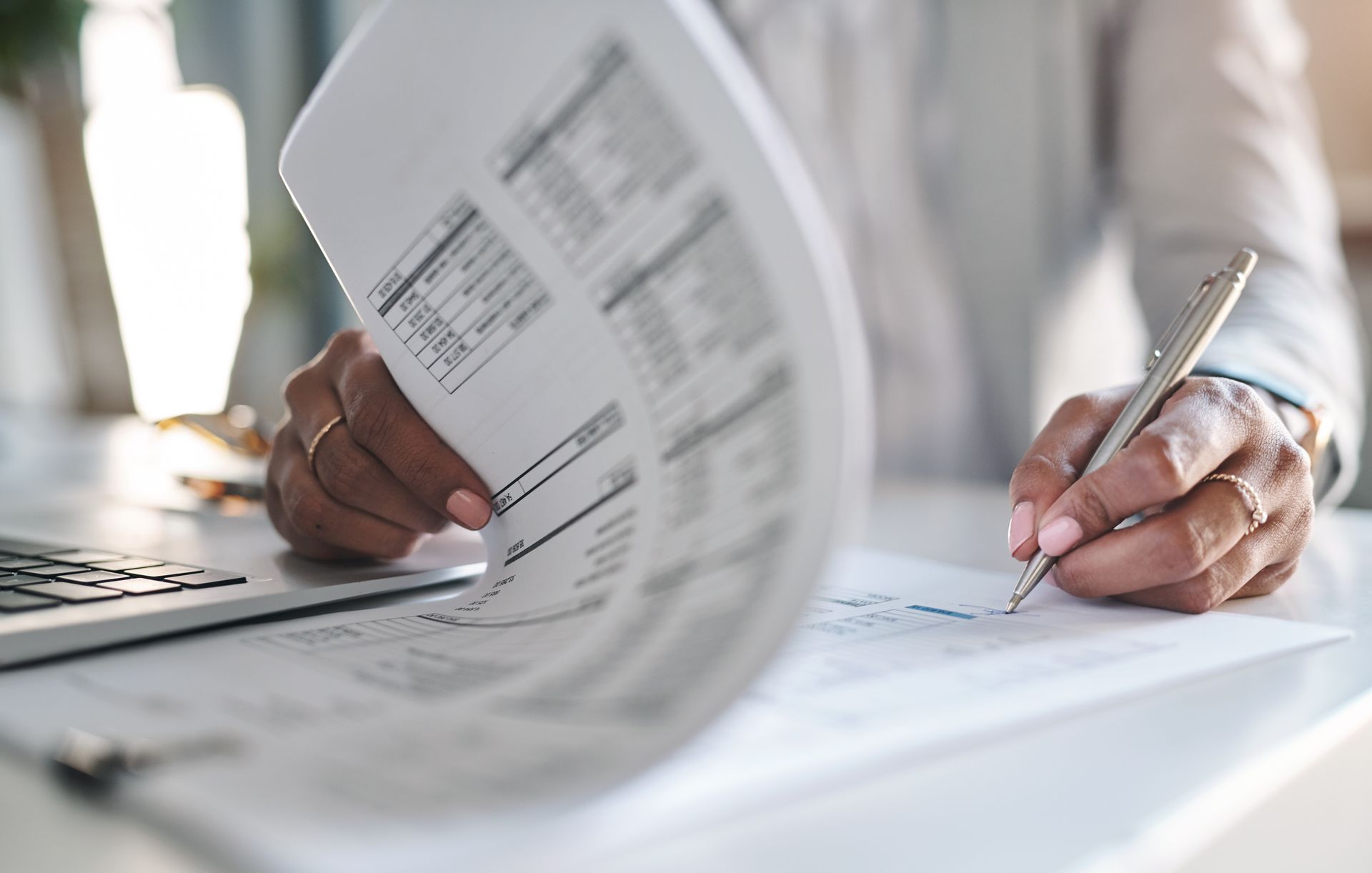 accountant going through payroll 