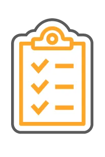 Orange checklist with checked boxes.
