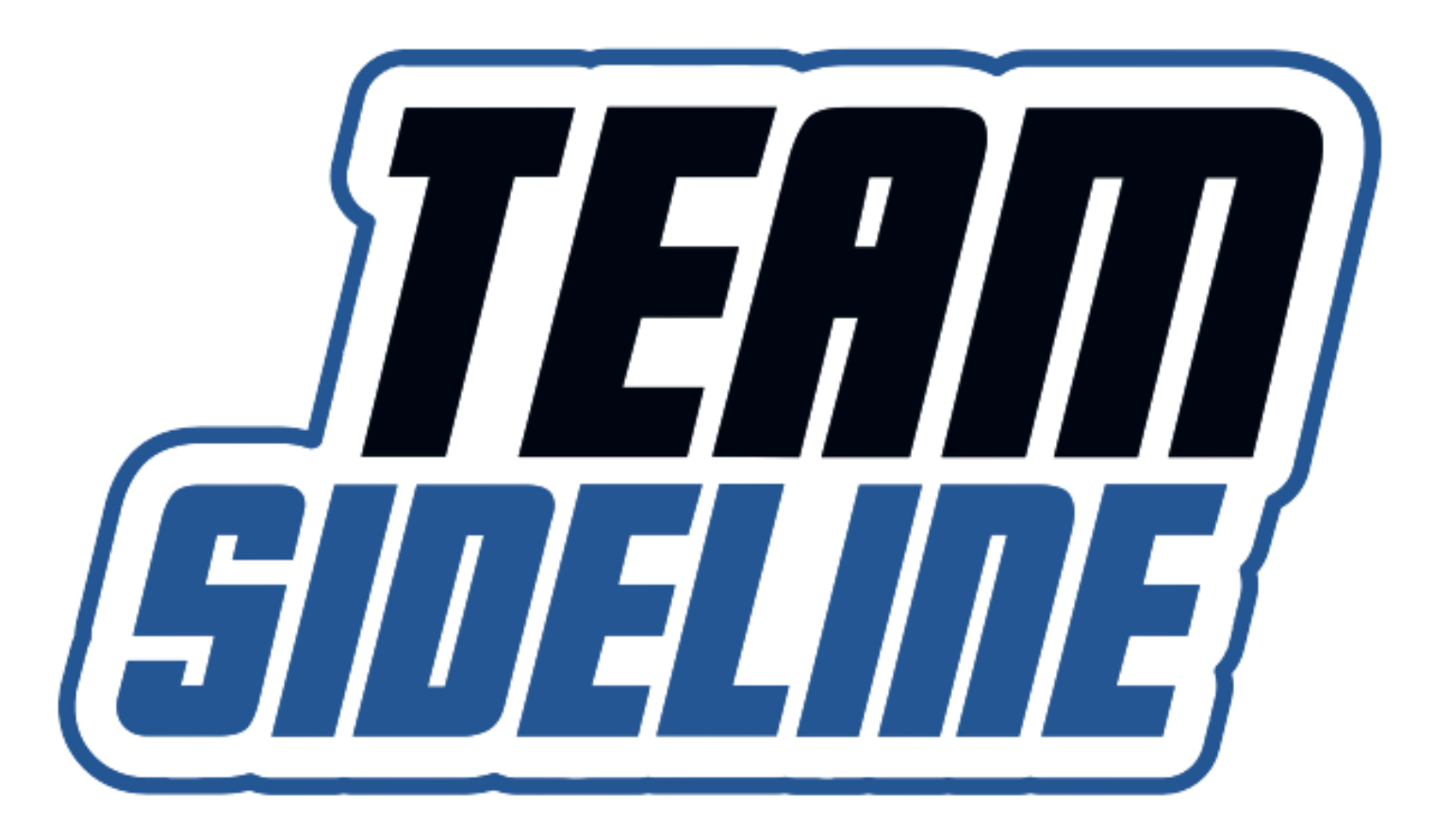 Team Sideline logo: Black and blue text with a white border.