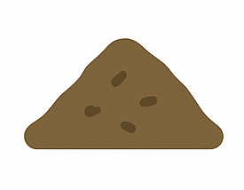 A pile of dirt in the shape of a triangle on a white background.
