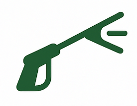 A green icon of a high pressure washer on a white background.