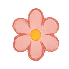A pink flower with a yellow center on a white background.