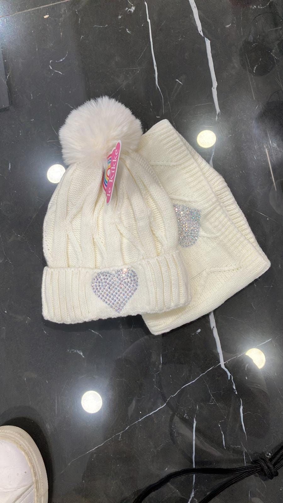 set cappello e sciarpa bambina con cuore