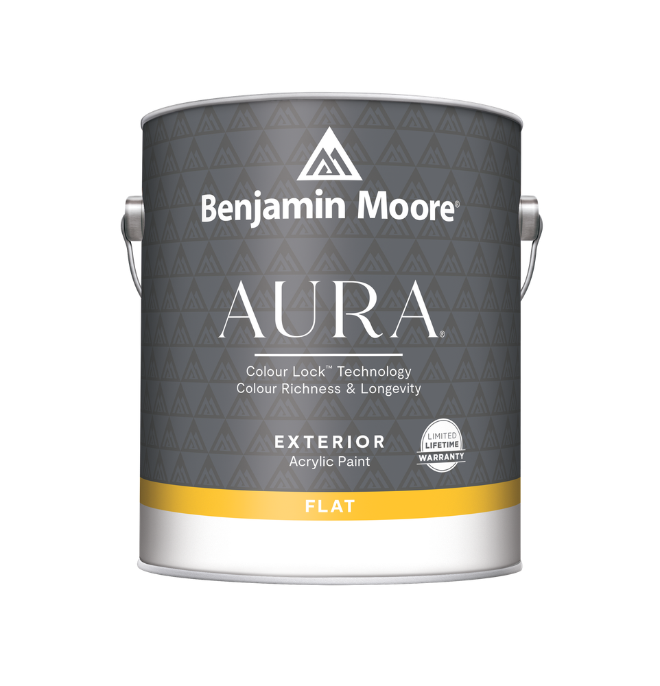 A can of benjamin moore aura exterior acrylic paint