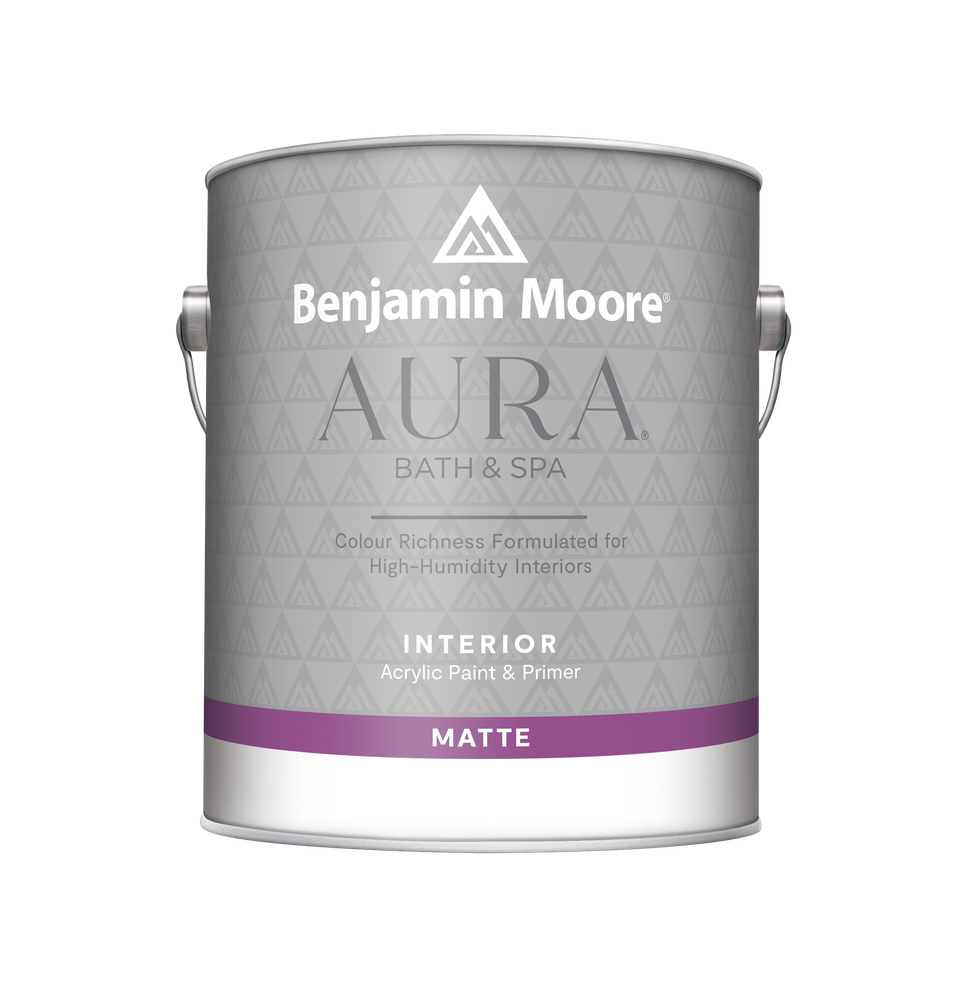 A can of benjamin moore aura bath and spa interior paint