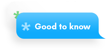 A blue speech bubble with the words `` good to know '' on it.