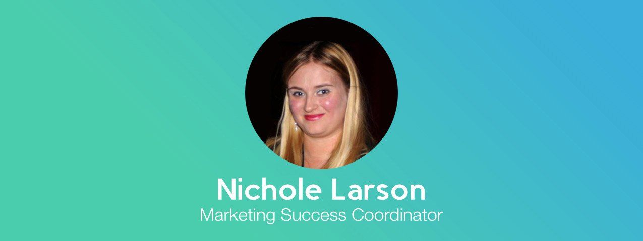 A picture of a woman in a circle with the name nichole larson on it.