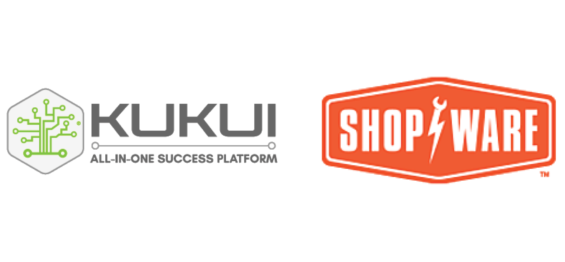 The kukui and shopware logos are next to each other on a white background.