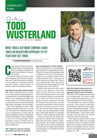 A man wearing a lei is featured in a magazine article.