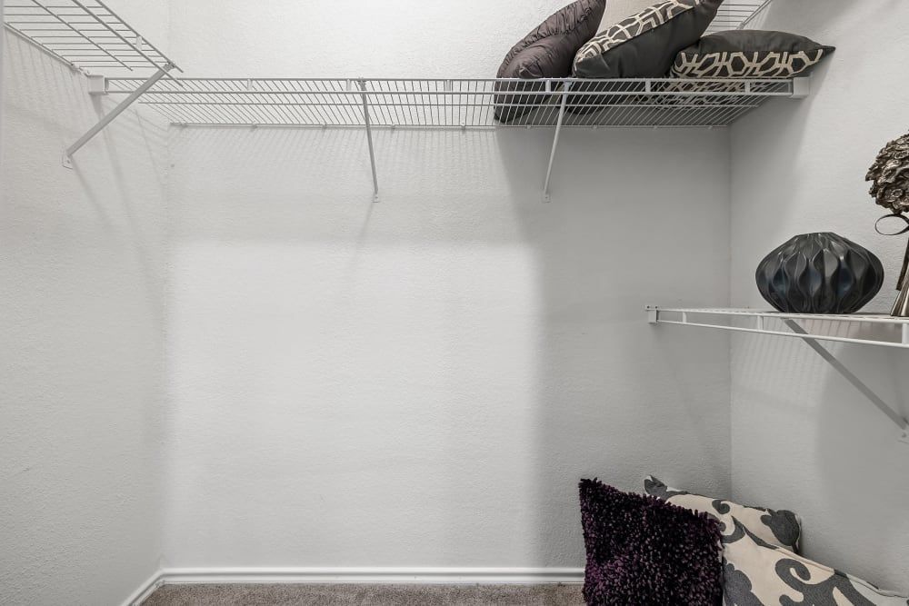 Walk-in closet at Marquis at Waterview in Richardson, TX.