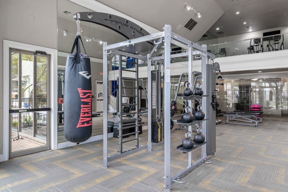 Fitness center at Marquis at Waterview in Richardson, TX.