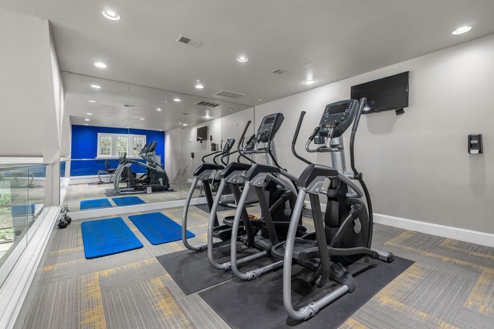 Fitness center at Marquis at Waterview in Richardson, TX.